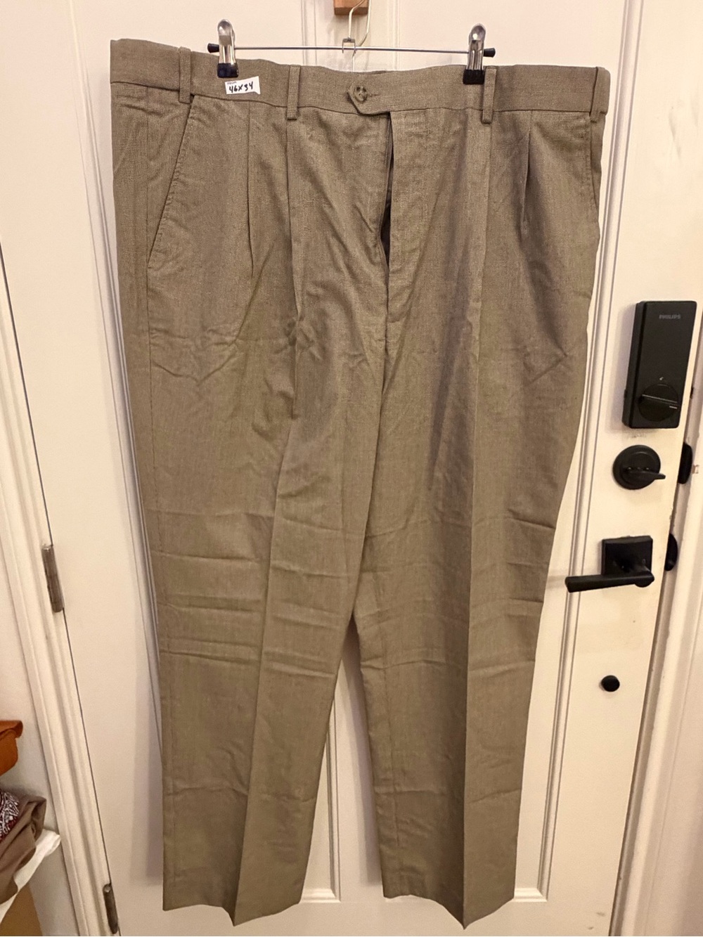 NWT CM Gold Series Men's Pleated Dress Pants Tan Heather Size 46x34 Big & Tall